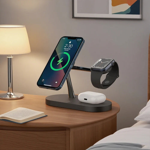 3 in 1 Wireless Fast Charger Stand For iPhone, Apple Watch, and Airpods