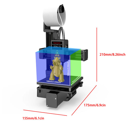 Beginner Friendly EasyThreed 3D Printer  Entry Level  Compatible with PLA TPU 1.75mm Filament  include Power Adaptor.